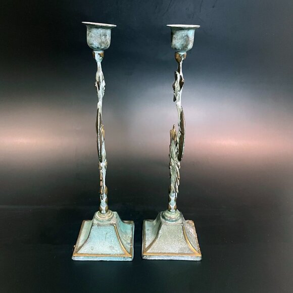 Vintage Celestial Brass Sun Moon & Star Candle Holders 3 Tiered Andrea by Sadek - Picture 3 of 7